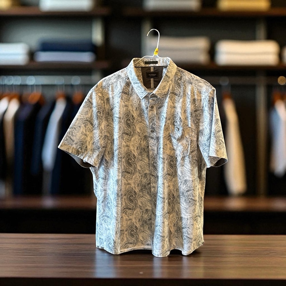 7 Diamonds Blue and White Paisley Button Down Shirt